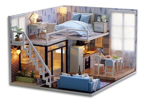 Kit De Casa De Muñecas Diy Miniatura Loft Realista Mini 3d M