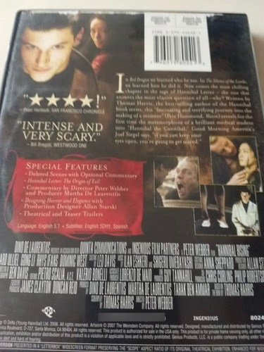 Hannibal Rising - Widescreen - Dino De Laurentis - Dvd Reg 1 (Usado)