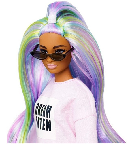 Imagem 2 de 6 de Barbie Fashionista 136 Cabelo Longo Arcoíris Ms