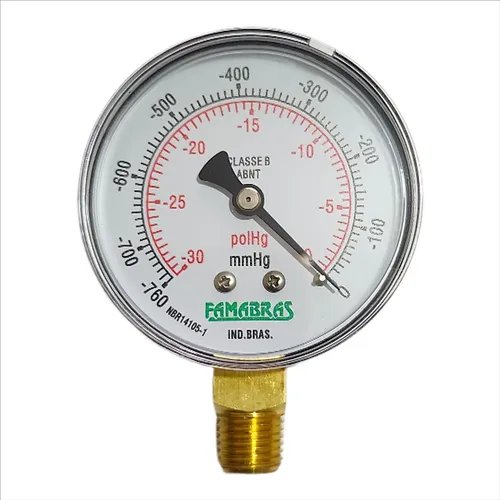 WALTHAM vacuüm Vacuômetro Esc. -760mmhg X -30polhg R. 1/4 Npt M. 62/1