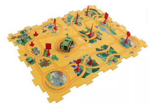 Dinosaurio Pista Coche Niños Puzzle Tablero Diy