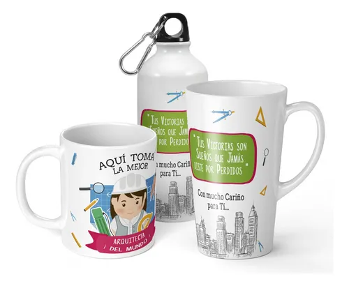 comprar Set De Taza + Botella + Conica Aqui Toma La Mejor Arquitecta