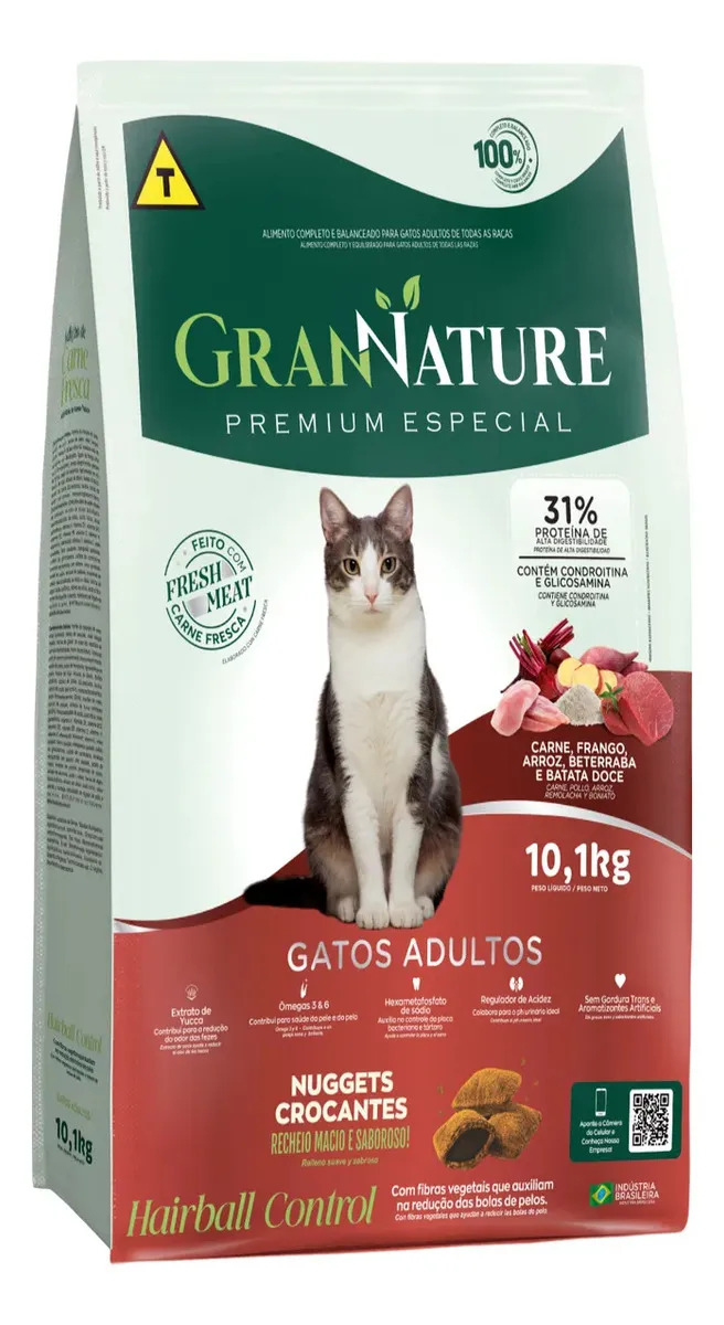 Ração Grannature Gato Adulto Alimento + Nuggets 10,1 Kg