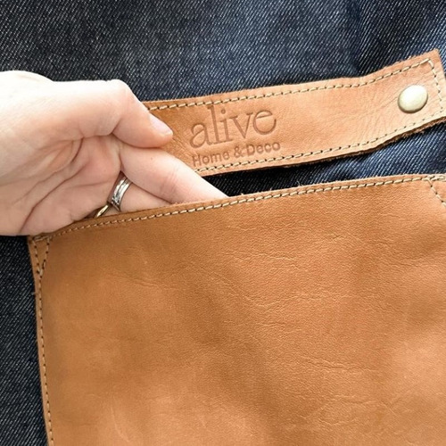 Delantal Gastronómico Unisex Jean Con Cuero