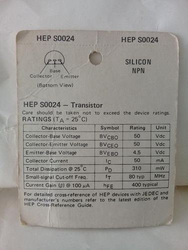 Hep S0024 Npn Transistor Motorola