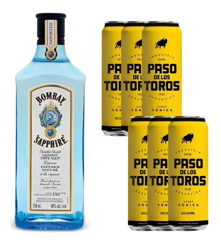 Gin Bombay Sapphire + Paso De Los Toros Tonica 269ml X6