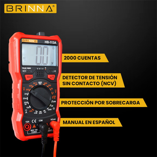 Multimetro 113a Brinna + Pinza Capacimetro 201 + Detector