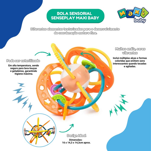 Bola Sensorial Bebê Mordedor Massageador Senseplay Maxi Baby