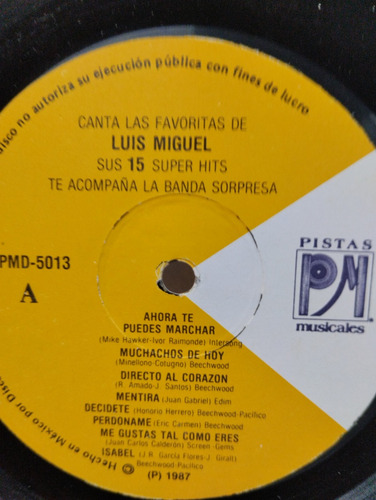 Lp's De Luis Miguel 15 Exitos Y Vinil Pequeño (Usado)