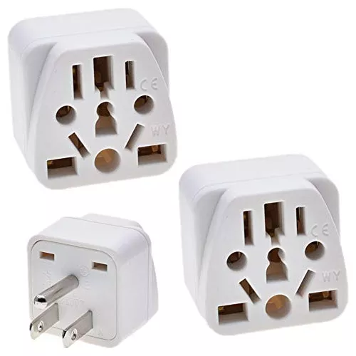 Adaptador de enchufe de viaje de EE. UU.  UE/UK/AU/in/CN/JP/Asia/Italia/Brasil a Estados Unidos (tipo B), enchufe de  pared de 3 clavijas con conexión a