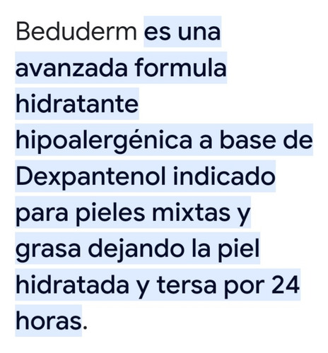 Loción Y Crema Beduderm.igual A Bepanthene Y Beducen Unguent