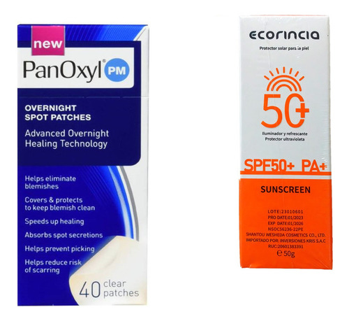 Pack Parches Para El Acne Panoxyl Y Protector Solar