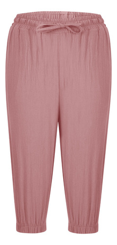 Pantalones Cortos De Cintura Elástica Casuales Lisos Para Mu