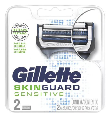 Gillette Skinguard Sensitive 2 Cartuchos Para Afeitar