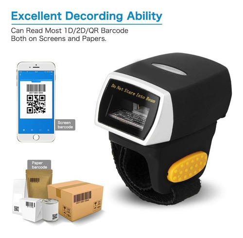 Imagen 5 de 8 de Mini Lector Código Barra Escáner Portátil Dedo Bluetooth R3l
