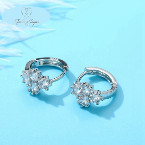 C Aros Flor Circones Baño Plata / Todojoyas