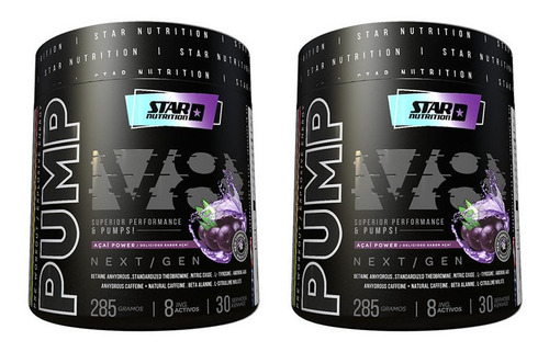 Pre Entreno Pump V8 Next Gen Star Nutrition 285 Gr X 2 Un
