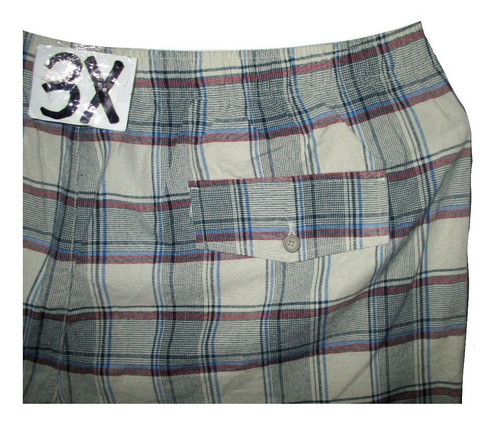 Short Gris Con Lineas Rojas Y Azul Talla 3x De Hombre Basic