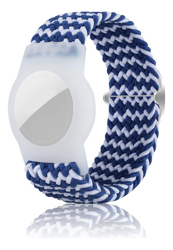 Pulsera Compatible C/air Tag, Nailon, Ajustable Blanco/azul