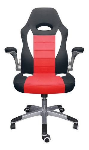 Imagen 2 de 4 de Silla de escritorio Desillas Pro Sonic gamer ergonómica negra y roja con tapizado de cuero sintético