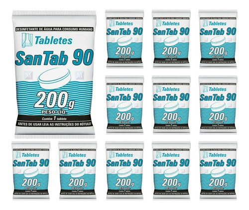 12 Tabletes Desinfetante De Água Consumo Humano Santab 90