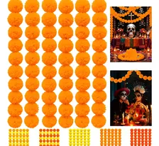 210pzs Flores Artificial Cempasúchil Decoración Día Muertos