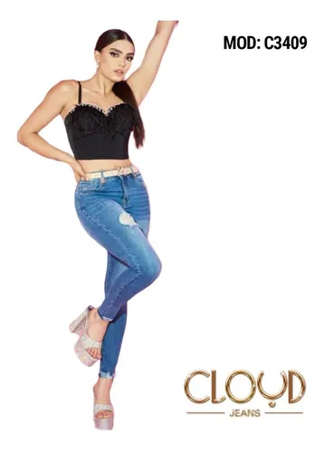 Pantal n De Mezclilla Cloud Jeans Para Dama Azul Mod. C3409