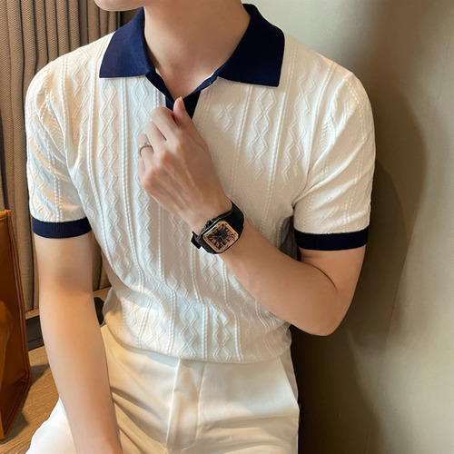 Polo De Hombre Con Textura De Jacquard Elástico