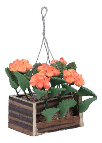 De Decoración De Cesta De Flores Colgante En Miniatura 1:12