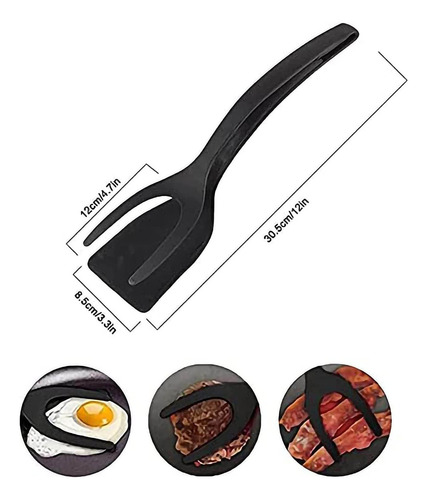 Espátula For Huevos 2 En 1, Pinzas De Agarre Y Volteo,