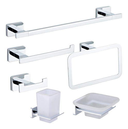 Juego Accesorios De Baño Cuadrado 6 Piezas De Lujo Premium