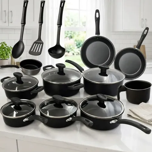 Jogo De Panelas 13 Peças Antiaderente Cozinha Completa Imperial Premium Preto