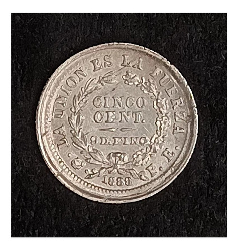 Bolivia 5 Centavos 1888 Sc Plata Km 157.2 Fecha Chica