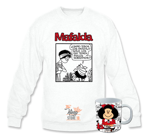 Poleron Polo + Taza, Mafalda Caricatura, Periodico, Tira Comica, Quino / The King Store