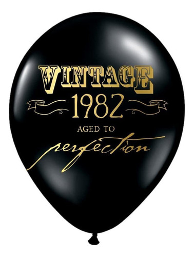 Globos Vintage De 1982 Envejecidos A La Perfección, Negro Y