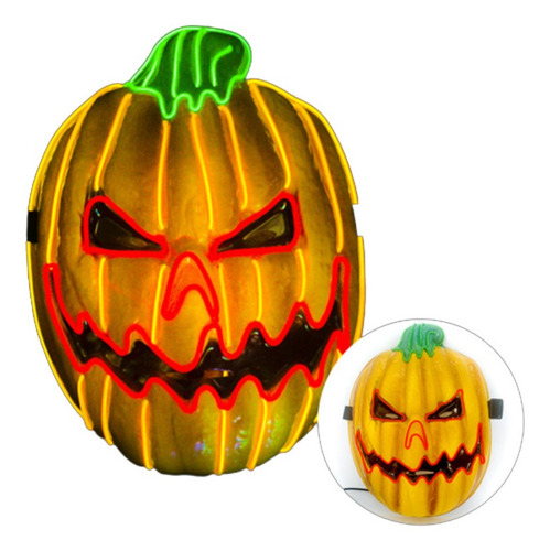Imagen 2 de 3 de Máscara De Halloween Cosply Cabeza De Calabaza Led