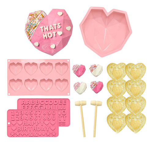 Kit De Corazón De Chocolate Rompible, Incluye Moldes En Form