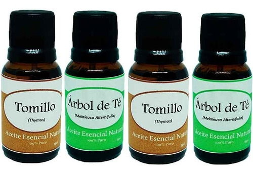 Tomillo Arbol De Te Aceite Esencial Natural 4 Pzas 15ml Puro