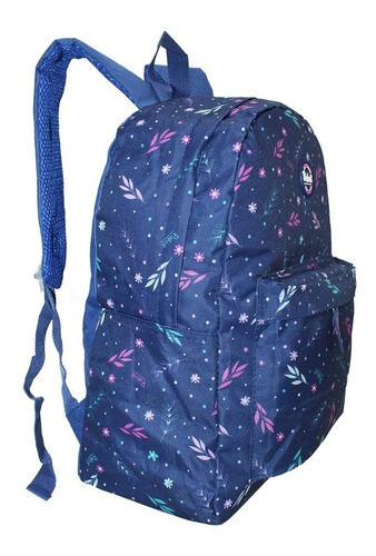 Mochila Florida Feminina Rabisk Costas Preta Cores Floral Cor Azul