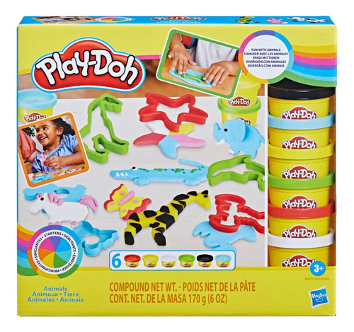 Pack 6 Plasticinas Con Moldes Animales Play-doh