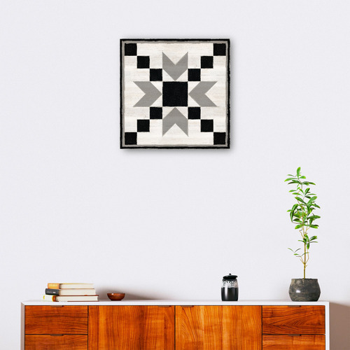 Cuadro Decorativo -bloque De Edredón En Blanco Y Negro Xi