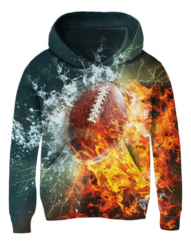 Sudadera De Rugby Con Capucha Y Estampado 3d Para Niño