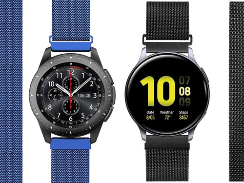 Kit 2 Pulseira Magnetica Relogio Smartwatch 20mm / 22mm Top Cor preta-azul Largura 20 mm