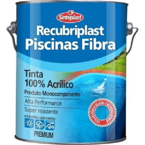Tinta Acrilica Para Piscina De Fibra Recubriplast 3,6l Azul 