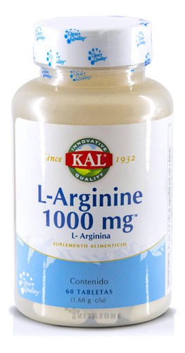 Kal L- Arginina 1000 Mg 60 Tabletas Sfn Sabor Sin Sabor