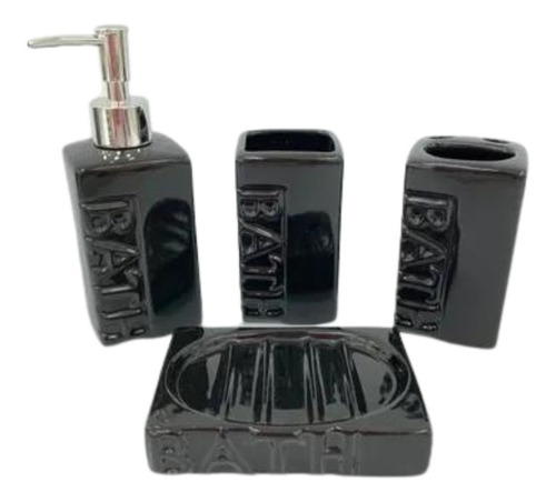 Set De Baño Cerámica Vintage X4 Unidades Lisos