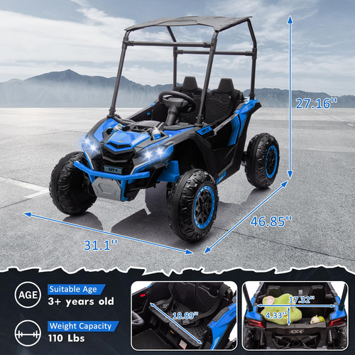 Auto Eléctrico Acekool 2 Plazas Utv 24 V 7 Ah Todoterreno Color