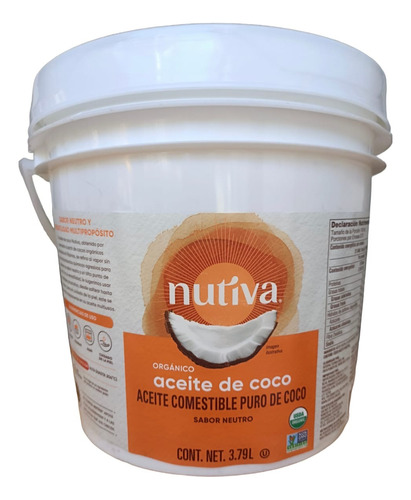 Aceite De Coco Orgánico Nutiva Cubeta 3.79 L