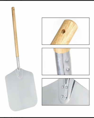 Pala Para Pizza Aluminio Mango De Madera Grande 1.3m Horno Color Café
