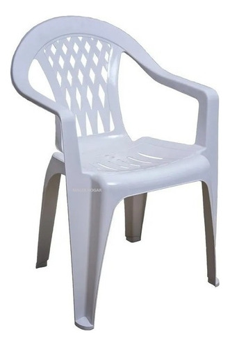 Sillon Plastico Apilable Jardin Exterior Reforzado Mica Ct Color Blanco